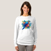 T-shirt Macaw tropicale bleue et colorée (Devant entier)