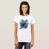 T-shirt Macaw tropicale bleue et colorée (Devant entier)