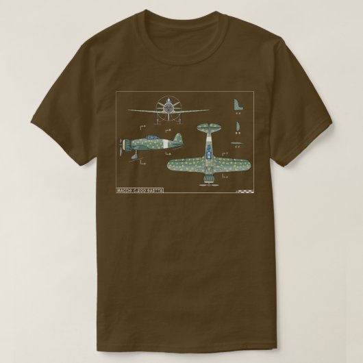 T-shirt Macchi C200 Saetta Avion de chasse 2ÈME GUERRE MON (Design devant)