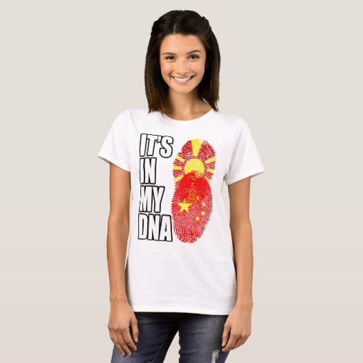 T-shirt Macédonien Et Chinois Mélangent Un Drapeau D'ADN H (Devant entier)