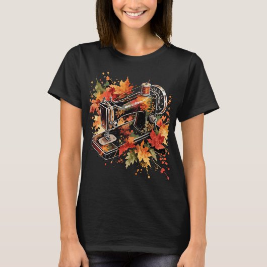 T-shirt Machine à coudre d'automne (Devant)