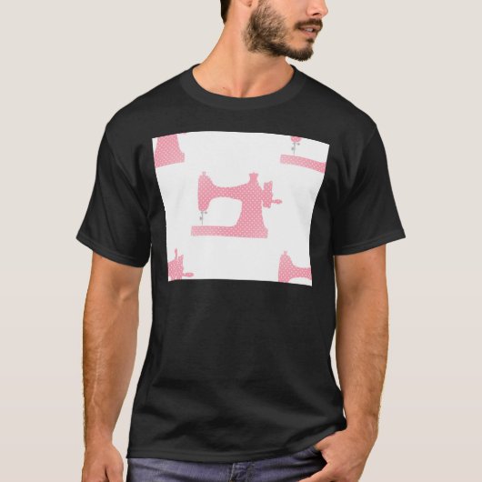 T-shirt machine à coudre rose (Devant)