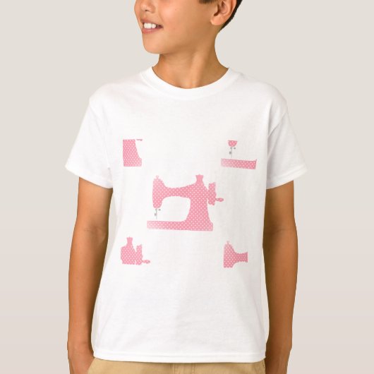 T-shirt machine à coudre rose (Devant)