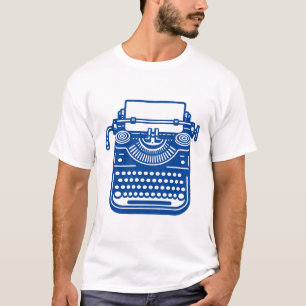T-shirt Machine à écrire vintage - Bleu profond