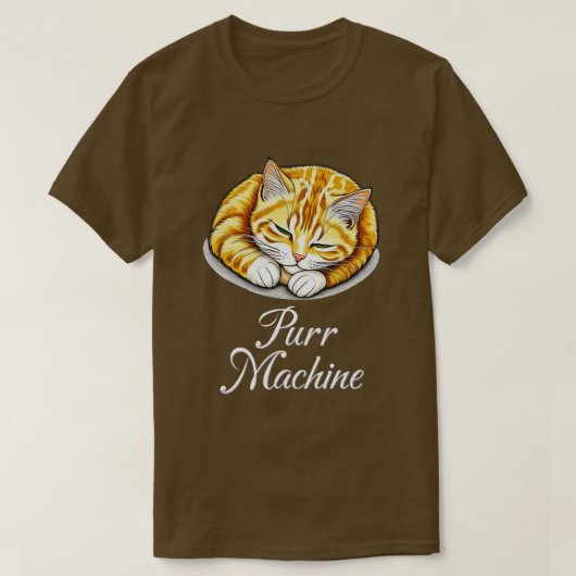 T-shirt Machine à ronronner, joli chat roux endormi (Design devant)