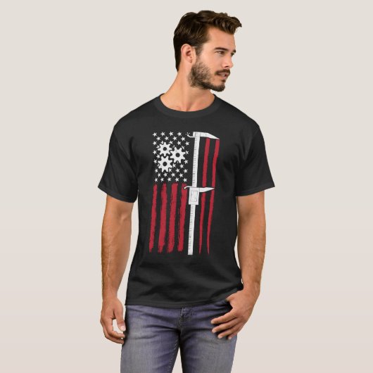 T-shirt Machine Calibrer Machiniste American Flag Tools Di (Devant entier)