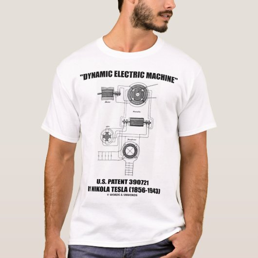 T-shirt "Machine électrique dynamique" Nikola Tesla (Devant)