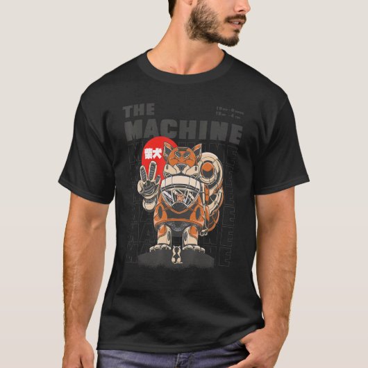 T-shirt Machine Robot Chat Géant Animaux Avec Cute Kitty (Devant)