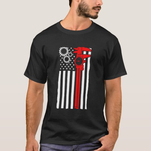 T-shirt Machinist Flag Tools Cnc Machine Operator Machinin (Devant)