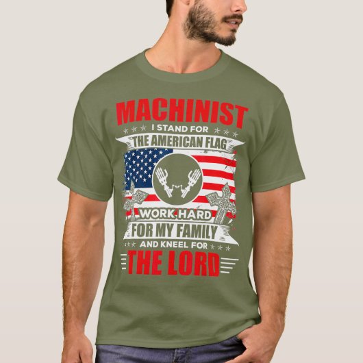 T-shirt Machiniste américain Drapeau Machiniste Tee Don (Devant)