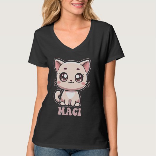 T-shirt Maci Cute Kitty Conception de chat pour filles Nom (Devant)