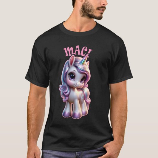 T-shirt Maci Cute Unicorn Design pour filles Nom Maci (Devant)