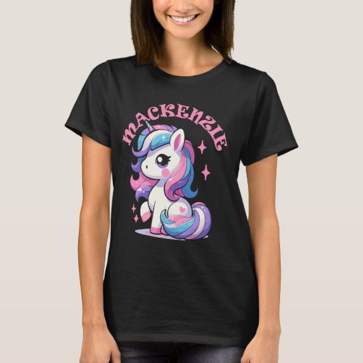 T-shirt Mackenzie Cute Unicorn Design pour les filles Nom  (Devant)