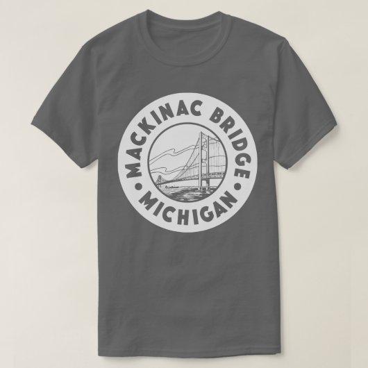 T-shirt Mackinac Bridge Michigan Circle Blanc (Design devant)