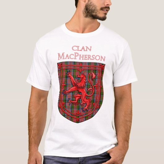 T-shirt MacPherson Tartan Scottish Plaid Lion Rampant (Devant)
