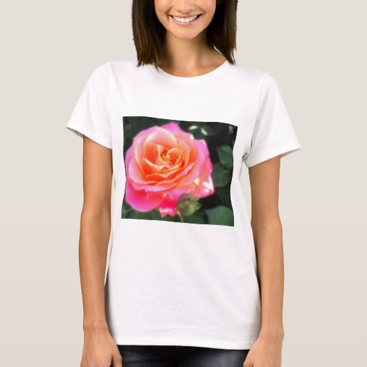 T-shirt Macro Rose rose et orange (Devant)