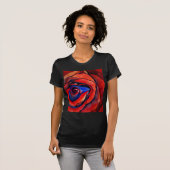 T-shirt Macro rouge rose abstraite peinture d'art (Devant entier)