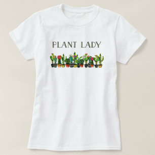 T-shirt Madame à la mode et drôle de plante avec le cact