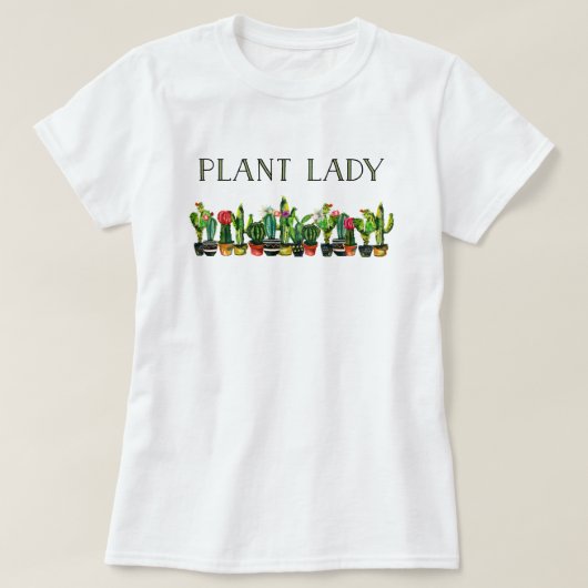 T-shirt Madame à la mode et drôle de plante avec le cactus (Design devant)
