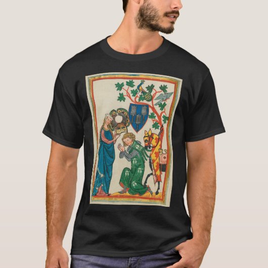 T-shirt Madame avec le chevalier, manuscrit médiéval du (Devant)