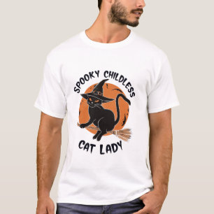 T-shirt Madame chat sans enfants Halloween Sorcière épouva