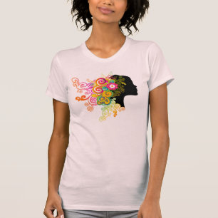 T-shirt Madame de KRW des fleurs refroidissent la rétro