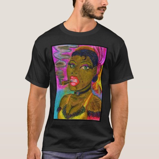 T-shirt Madame fumant un cigare (Devant)