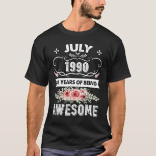 T-shirt Made In July 32 Year Old Vintage 1990 32th Birthd