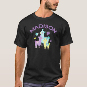 T-shirt Madison Nom Llamas Personnalisés Oiseau Et Papillo