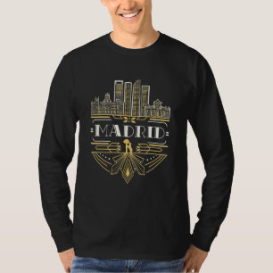 T-shirt Madrid Espagne Art Déco Souvenir Hommes Femmes