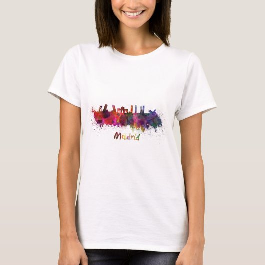 T-shirt Madrid skyline in watercolor (Devant)