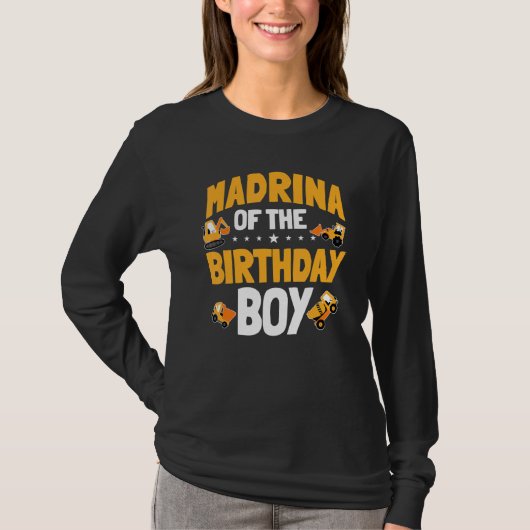 T-shirt Madrina De L'Anniversaire Boy Construction Travail (Devant)