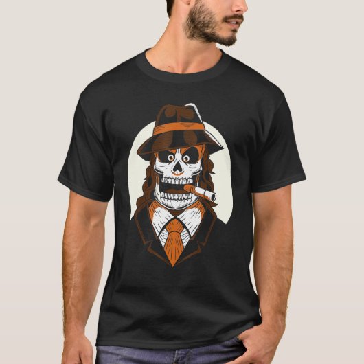 T-shirt Mafia Jour Du Crâne De La Mort Halloween Mexicain  (Devant)