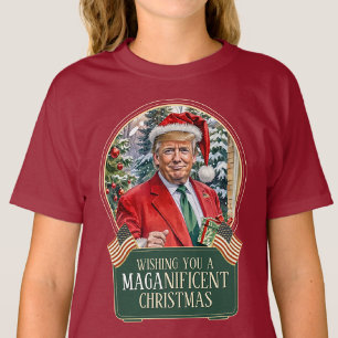 T-shirt MAGA Christmas Trump Père Noël Snow Globe Kids