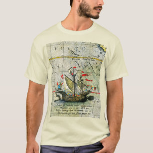 T-shirt Magellans navire Victoria, Antique Carte Océan Pac