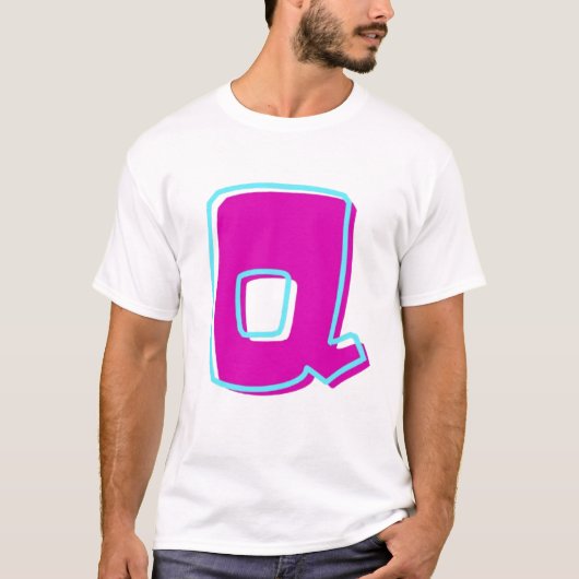T-shirt Magenta et lettre Turquoise Q élégantes (Devant)