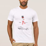 T-shirt Magic and Wonder Christmas Snowman Mint ID440<br><div class="desc">Magnifique design minimaliste de chemise pour hommes de Noël avec un bonhomme de neige stylisé en foulard et tophat taillé en rouge. La typographie branchée de 'Magic and Wonder' complète le design. Ajoutez votre nom pour personnaliser si vous le souhaitez. Recherchez ID440 pour voir d'autres produits de coordination et d'autres...</div>