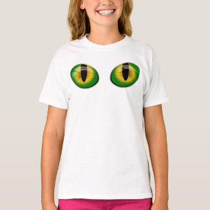 T-shirt Magic Green Chat Jaune Yellow Yellow Eyes Girl Fem