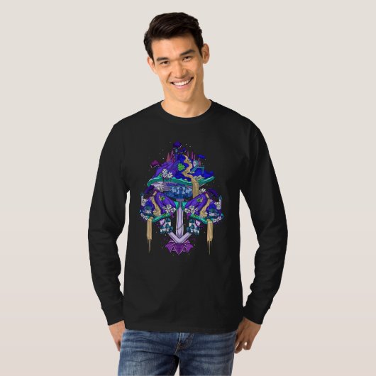 T-shirt Magic Mushroom House Inspiré Champignons Royaume R (Devant entier)