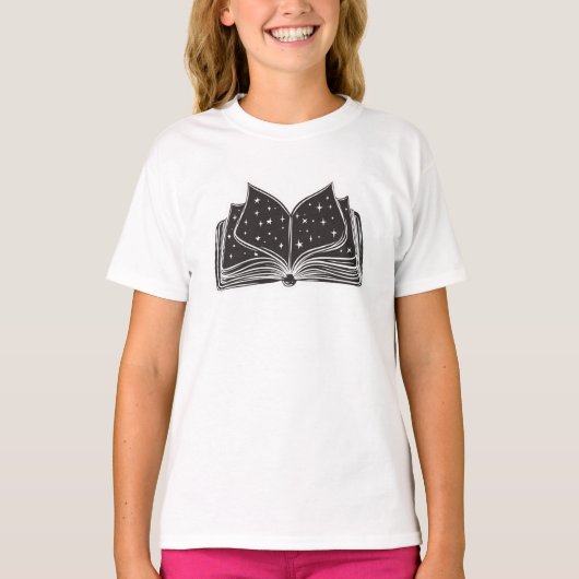 T-shirt Magic Open Spellbook – Stars and Wizardry (Devant)