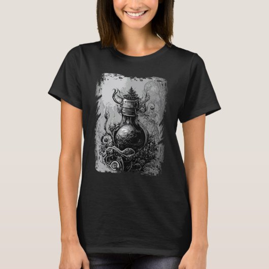 T-shirt Magic Potion Occult Horror Illustration Gothic Wit (Devant)