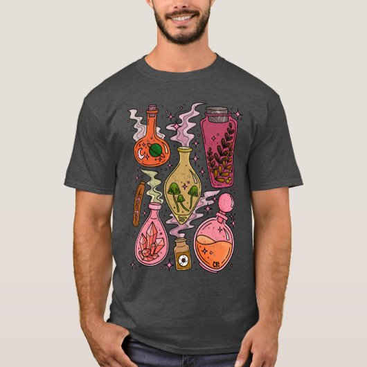T-shirt Magic Potions Witchy Vibes Pink Orange friend (Devant)
