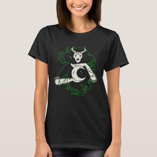 T-shirt Magic Sorcière démoniaque Cornes Crescent Moon (Devant)