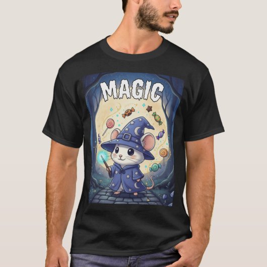 T-shirt Magic – Souris Magicien Halloween TinyFur Tee (Devant)