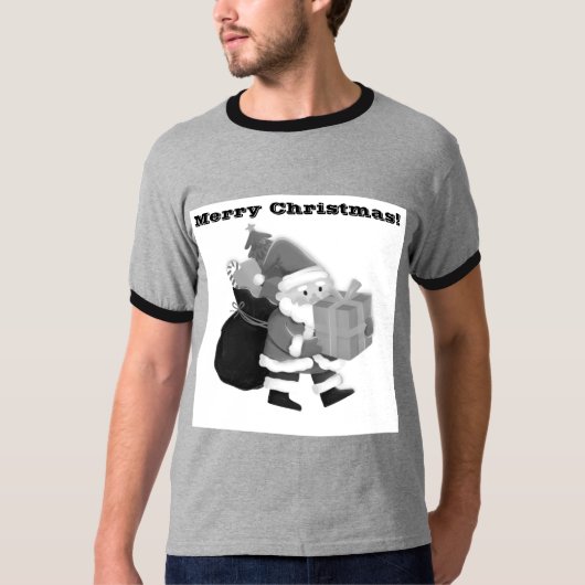 T-shirt Magic-Tee Joyeux Noël Vœux Imprimés Ringer  (Devant)