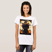 T-shirt Magical Enchanting Witch Cat Halloween Tee (Devant entier)