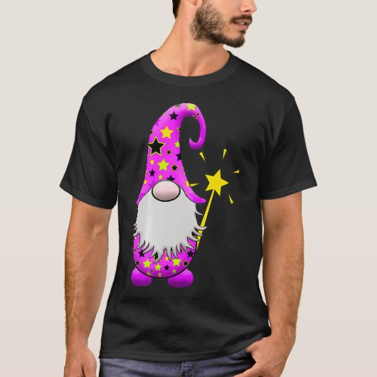 T-shirt Magicien Gnome Magicien Magicien Baguette Étoiles  (Devant)