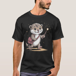 T-shirt Magicien Magique Loupe de mer Funny Otter Hallowee