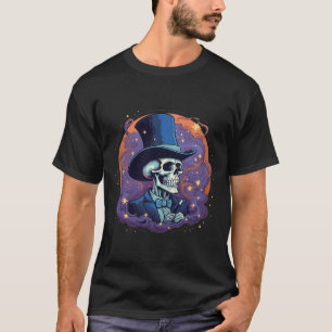 T-shirt Magicien Top Hat Stars Smoke Skull Halloween