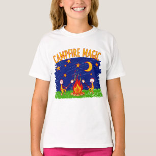 T-shirt Magie de feu de camp Enfants Art de nuit de campin